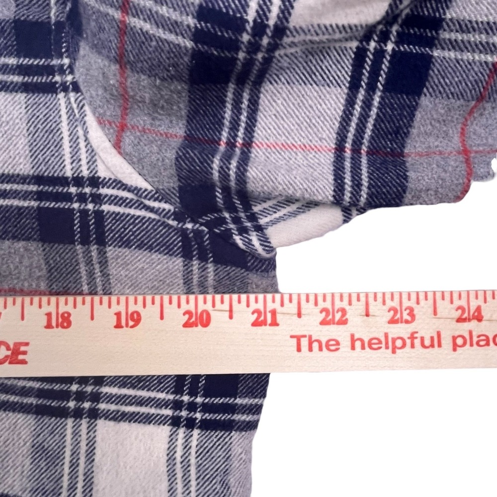 American Eagle Mens Super Soft Flannel Shirt Plaid Navy Grey Red Size Medium Y2K - Picture 7 of 9